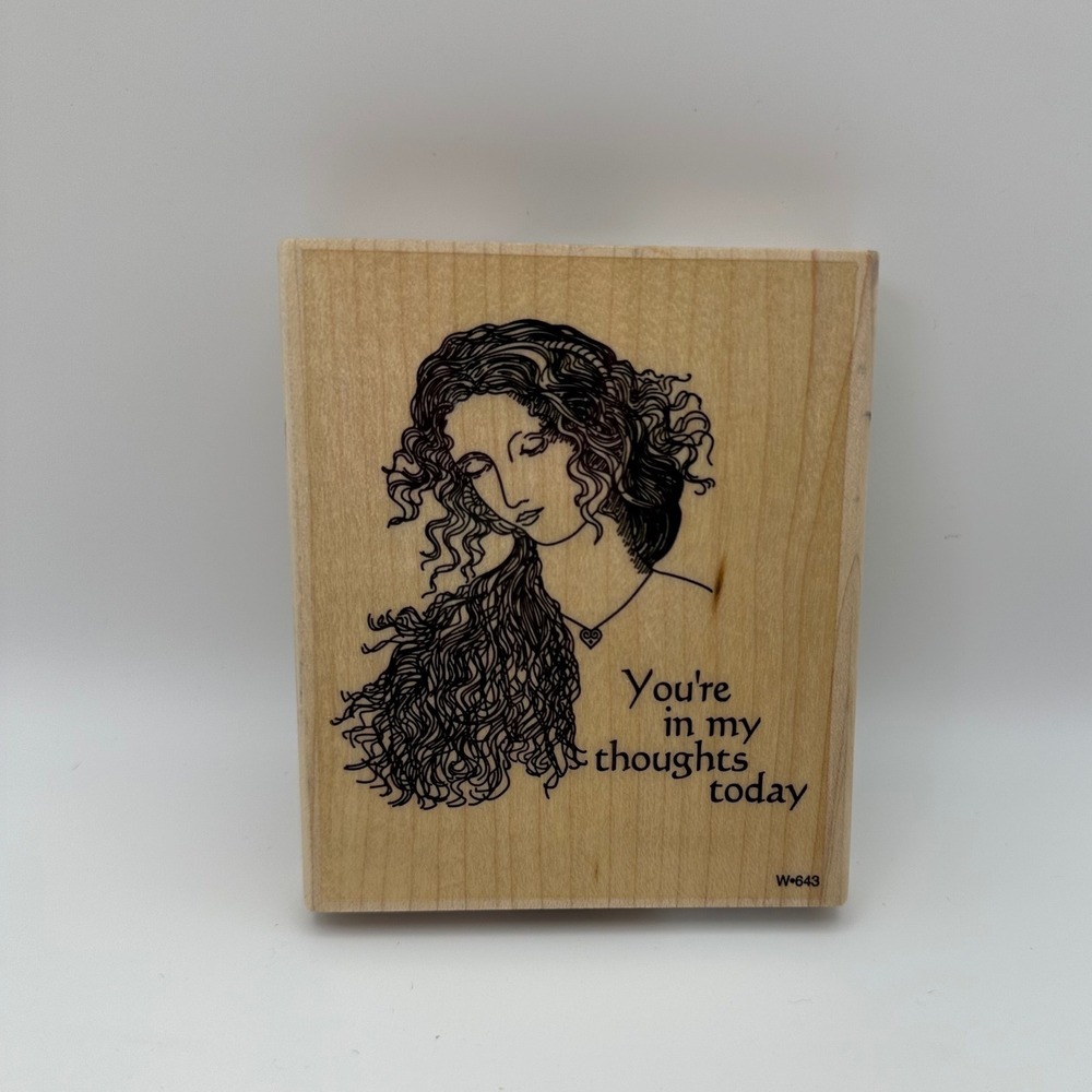 Paper Parachute You're In My Thoughts Today W-643 Wood Rubber Stamp Vintage New